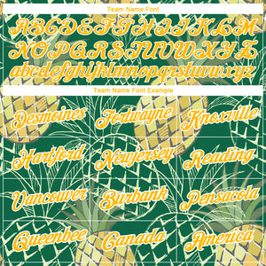 Custom Kelly Green Gold-White 3D Pattern Design Summer Holiday Pineapple Performance T-Shirt