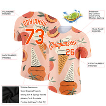 Load image into Gallery viewer, Custom Medium Pink Orange-White 3D Pattern Design Summer Holiday Ice Cream And Fruit Performance T-Shirt
