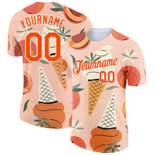 Charger l&#39;image dans la galerie, Custom Medium Pink Orange-White 3D Pattern Design Summer Holiday Ice Cream And Fruit Performance T-Shirt
