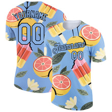 Charger l&#39;image dans la galerie, Custom Light Blue Black 3D Pattern Design Summer Holiday Ice Cream And Fruit Performance T-Shirt
