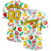 Load image into Gallery viewer, Custom White Gold-Black 3D Pattern Design Summer Holiday Fruit Performance T-Shirt
