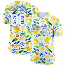 Charger l&#39;image dans la galerie, Custom White Blue 3D Pattern Design Summer Holiday Abstract Plant Performance T-Shirt
