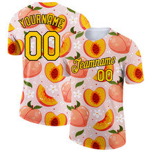 Загрузить изображение в средство просмотра галереи, Custom Medium Pink Gold-Black 3D Pattern Design Summer Holiday Peach Performance T-Shirt
