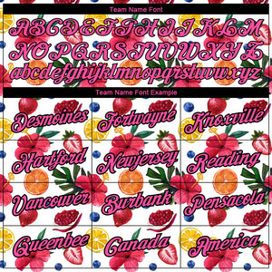 Custom White Pink-Black 3D Pattern Design Summer Holiday Fruit And Flower Performance T-Shirt