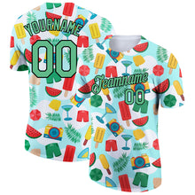 Load image into Gallery viewer, Custom White Pea Green-Black 3D Pattern Design Summer Holiday Fruit Performance T-Shirt
