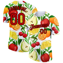 Load image into Gallery viewer, Custom White Red-Black 3D Pattern Design Summer Holiday Fruit Performance T-Shirt
