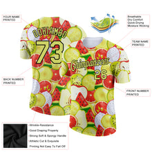 Load image into Gallery viewer, Custom White Neon Yellow-Black 3D Pattern Design Summer Holiday Fruit Performance T-Shirt
