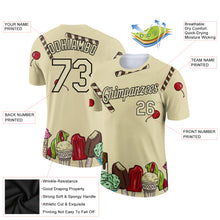 Загрузить изображение в средство просмотра галереи, Custom City Cream Black 3D Pattern Design Summer Holiday Ice Cream Performance T-Shirt
