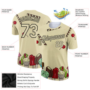 Custom City Cream Black 3D Pattern Design Summer Holiday Ice Cream Performance T-Shirt