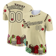 Загрузить изображение в средство просмотра галереи, Custom City Cream Black 3D Pattern Design Summer Holiday Ice Cream Performance T-Shirt
