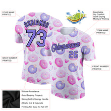 Laden Sie das Bild in den Galerie-Viewer, Custom White Purple-Black 3D Pattern Design Dessert Performance T-Shirt
