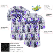 Load image into Gallery viewer, Custom White Purple-Black 3D Pattern Design Summer Holiday Pineapple Performance T-Shirt
