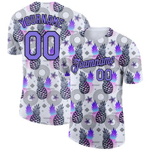 Load image into Gallery viewer, Custom White Purple-Black 3D Pattern Design Summer Holiday Pineapple Performance T-Shirt
