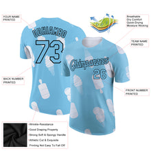 Load image into Gallery viewer, Custom Sky Blue Black-White 3D Pattern Design Summer Holiday Ice Cream Performance T-Shirt
