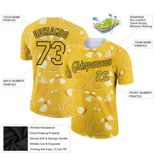 Laden Sie das Bild in den Galerie-Viewer, Custom Yellow Black 3D Pattern Design Summer Holiday Fruit Performance T-Shirt
