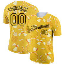 Laden Sie das Bild in den Galerie-Viewer, Custom Yellow Black 3D Pattern Design Summer Holiday Fruit Performance T-Shirt
