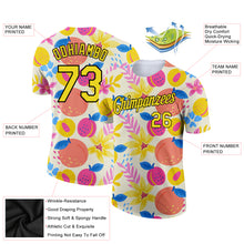 Load image into Gallery viewer, Custom Cream Neon Yellow-Black 3D Pattern Design Summer Holiday Fruit Performance T-Shirt
