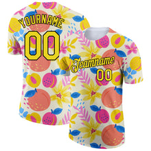 Загрузить изображение в средство просмотра галереи, Custom Cream Neon Yellow-Black 3D Pattern Design Summer Holiday Fruit Performance T-Shirt
