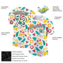 Load image into Gallery viewer, Custom White Black 3D Pattern Design Summer Holiday Flower And Fruit Performance T-Shirt
