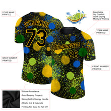 Загрузить изображение в средство просмотра галереи, Custom Black Gold 3D Pattern Design Holi Festival Color Powder Performance T-Shirt
