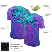 Charger l&#39;image dans la galerie, Custom Purple Lakes Blue-Black 3D Pattern Design Holi Festival Color Powder Performance T-Shirt
