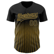 Загрузить изображение в средство просмотра галереи, Custom Black Old Gold 3D Pattern Design Gradient Lines Authentic Baseball Jersey
