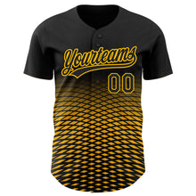 Charger l&#39;image dans la galerie, Custom Black Gold 3D Pattern Design Gradient Lines Authentic Baseball Jersey
