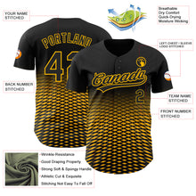 Charger l&#39;image dans la galerie, Custom Black Gold 3D Pattern Design Gradient Lines Authentic Baseball Jersey
