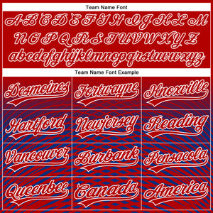 Custom Red Royal-White 3D Pattern Design Gradient Lines Authentic Baseball Jersey