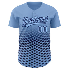 Загрузить изображение в средство просмотра галереи, Custom Light Blue Navy 3D Pattern Design Gradient Lines Authentic Baseball Jersey
