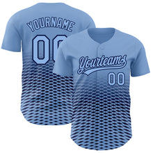 Загрузить изображение в средство просмотра галереи, Custom Light Blue Navy 3D Pattern Design Gradient Lines Authentic Baseball Jersey
