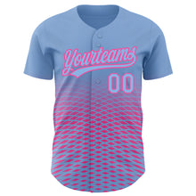 Charger l&#39;image dans la galerie, Custom Light Blue Pink 3D Pattern Design Gradient Lines Authentic Baseball Jersey
