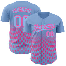 Charger l&#39;image dans la galerie, Custom Light Blue Pink 3D Pattern Design Gradient Lines Authentic Baseball Jersey
