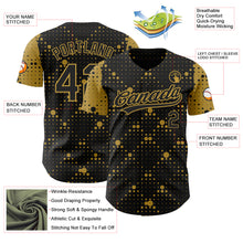 Load image into Gallery viewer, Custom Black Old Gold 3D Pattern Design Geometric Halftone Dots Authentic Baseball Jersey
