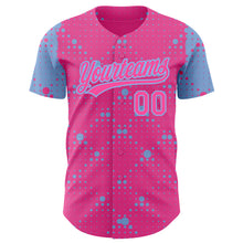 Load image into Gallery viewer, Custom Pink Light Blue 3D Pattern Design Geometric Halftone Dots Authentic Baseball Jersey
