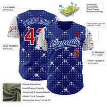 Load image into Gallery viewer, Custom Royal Red-White 3D Pattern Design Geometric Halftone Dots Authentic Baseball Jersey
