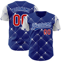 Load image into Gallery viewer, Custom Royal Red-White 3D Pattern Design Geometric Halftone Dots Authentic Baseball Jersey
