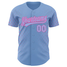 Загрузить изображение в средство просмотра галереи, Custom Light Blue Pink 3D Pattern Design Geometric Stars Authentic Baseball Jersey
