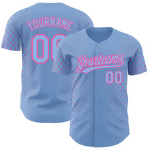 Загрузить изображение в средство просмотра галереи, Custom Light Blue Pink 3D Pattern Design Geometric Stars Authentic Baseball Jersey
