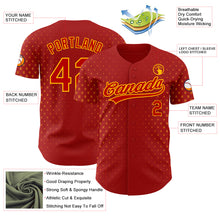 Load image into Gallery viewer, Custom Red Gold 3D Pattern Design Geometric Stars Authentic Baseball Jersey
