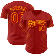 Load image into Gallery viewer, Custom Red Gold 3D Pattern Design Geometric Stars Authentic Baseball Jersey
