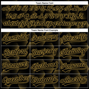 Custom Black Old Gold 3D Pattern Design Halftone Geometric Shapes Authentic Baseball Jersey