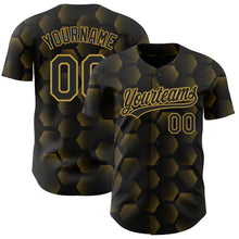 Laden Sie das Bild in den Galerie-Viewer, Custom Black Old Gold 3D Pattern Design Halftone Geometric Shapes Authentic Baseball Jersey
