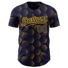 Load image into Gallery viewer, Custom Navy Gold 3D Pattern Design Halftone Geometric Shapes Authentic Baseball Jersey
