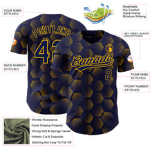 Load image into Gallery viewer, Custom Navy Gold 3D Pattern Design Halftone Geometric Shapes Authentic Baseball Jersey
