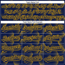 Load image into Gallery viewer, Custom Navy Gold 3D Pattern Design Halftone Geometric Shapes Authentic Baseball Jersey
