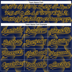 Custom Navy Gold 3D Pattern Design Halftone Geometric Shapes Authentic Baseball Jersey