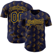 Load image into Gallery viewer, Custom Navy Gold 3D Pattern Design Halftone Geometric Shapes Authentic Baseball Jersey
