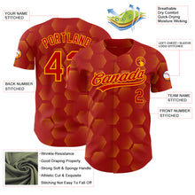 Load image into Gallery viewer, Custom Red Gold 3D Pattern Design Halftone Geometric Shapes Authentic Baseball Jersey
