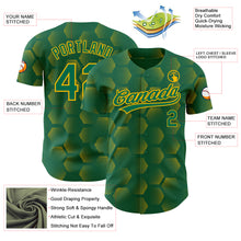 Load image into Gallery viewer, Custom Kelly Green Gold 3D Pattern Design Halftone Geometric Shapes Authentic Baseball Jersey
